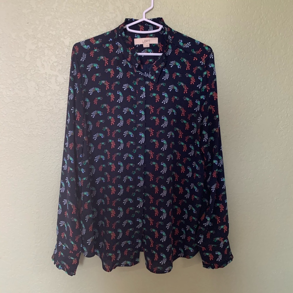 - 🦚 Blouse - Loft - Medium - Button Up - Long Sleeve